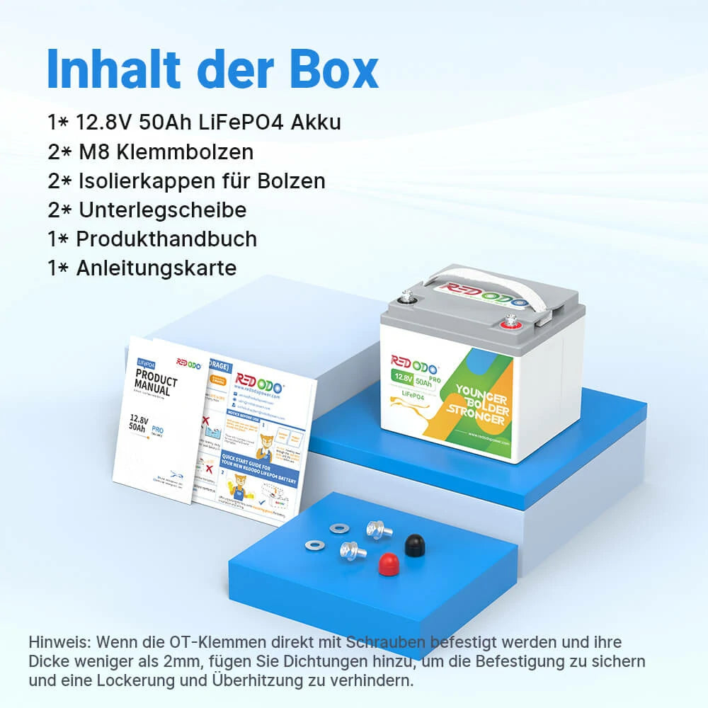 Redodo LiFePO4 12V 50Ah Pro Batterie Akku BMS