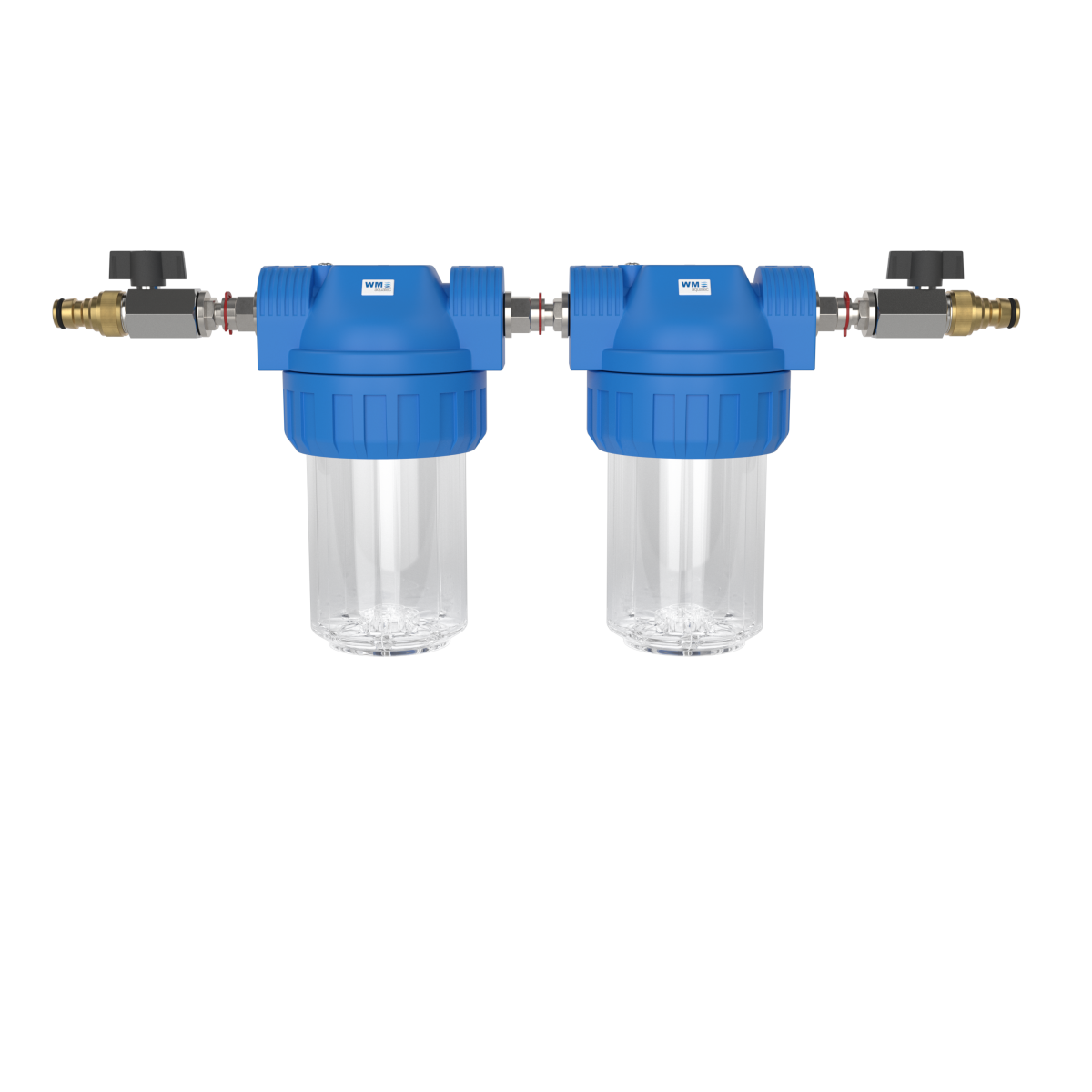Doppel-Wasserfilter-Gehäuse (Größe S); Anschluss: Hahnstück (Gardena® kompatibel) + Absperrhahn – Marine Infinite Shop