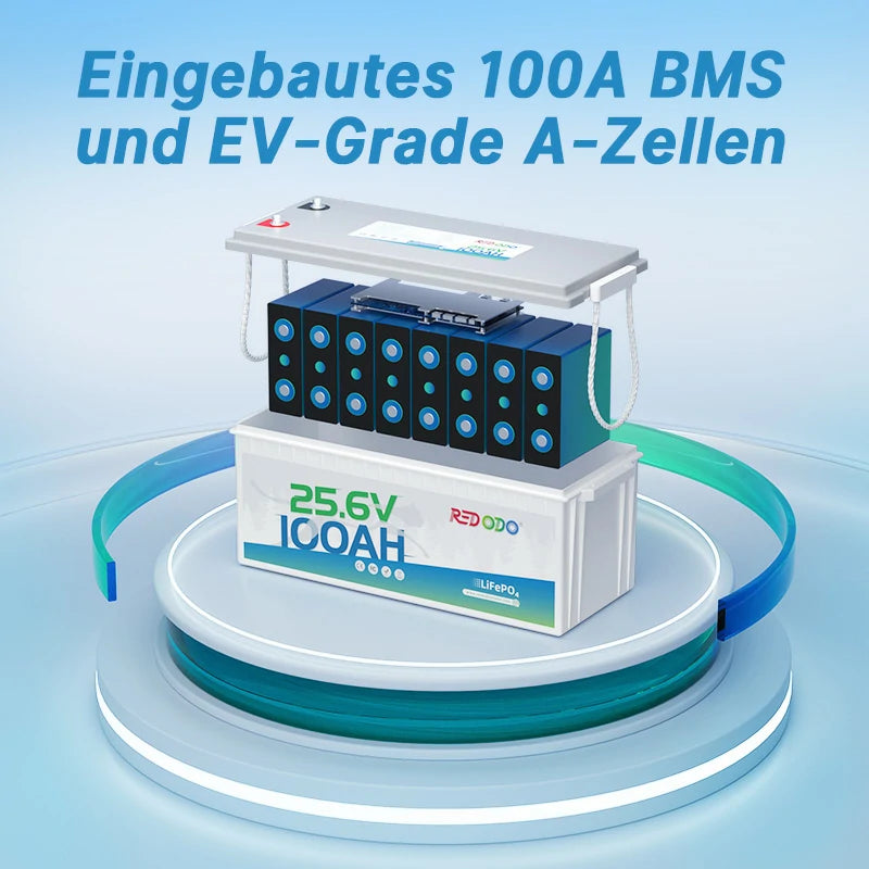 Redodo LiFePO4 24V 100Ah Batterie Akku BMS