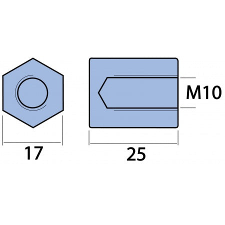 Motoranode, Sechskantmutter Zn M10 für Torqeedo 401-801 – Marine Infinite Shop