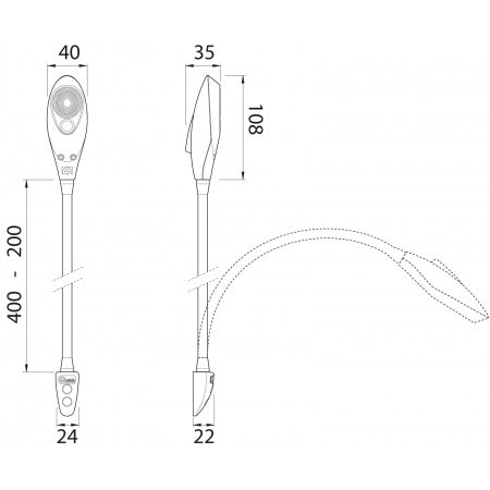 QUICK LED-Leseleuchte mit Schwanenhals Shark 30 12/24V 200mm, kaltweiß/rot – Marine Infinite Shop
