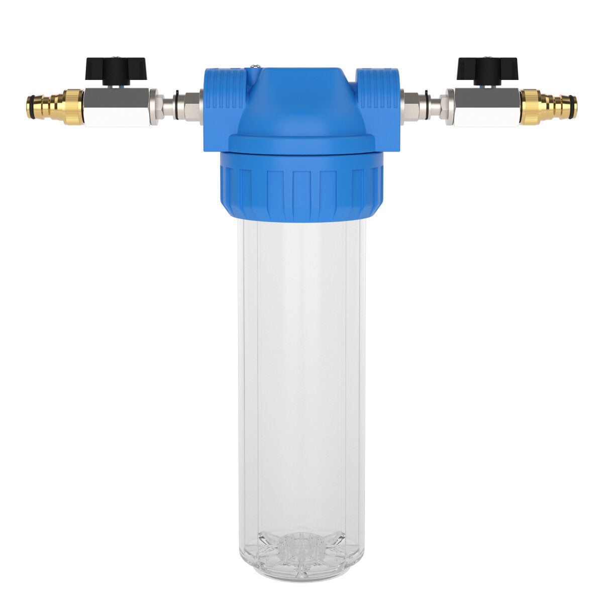 Wasserfilter-Gehäuse (Größe M) mit Anschluss Hahnstück (Gardena kompatibel) und Absperrhahn – Marine Infinite Shop