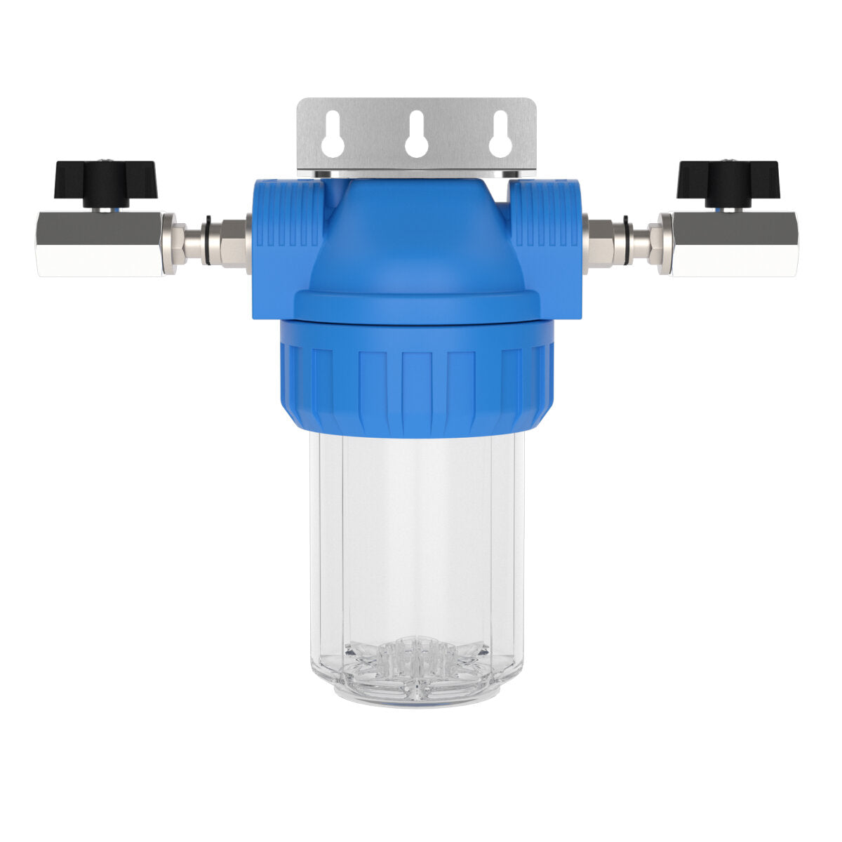 Wasserfilter-Gehäuse (Größe S) mit Anschluss IG 1/2", Absperrhahn und Wand-Befestigungswinkel – Marine Infinite Shop