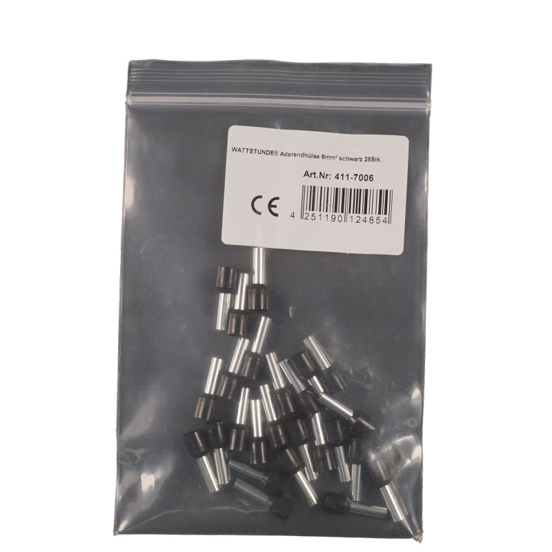 WATTSTUNDE® Aderendhülse 6 mm² schwarz 25 Stk. – Marine Infinite Shop (1/2)