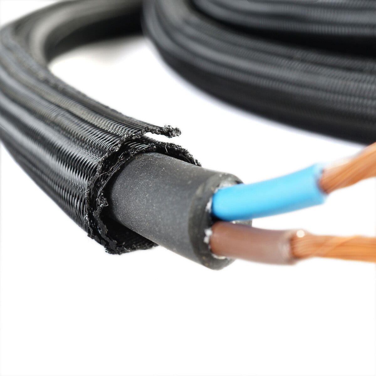 WATTSTUNDE® Geflechtsschlauch offen 13 mm schwarz 5 Meter