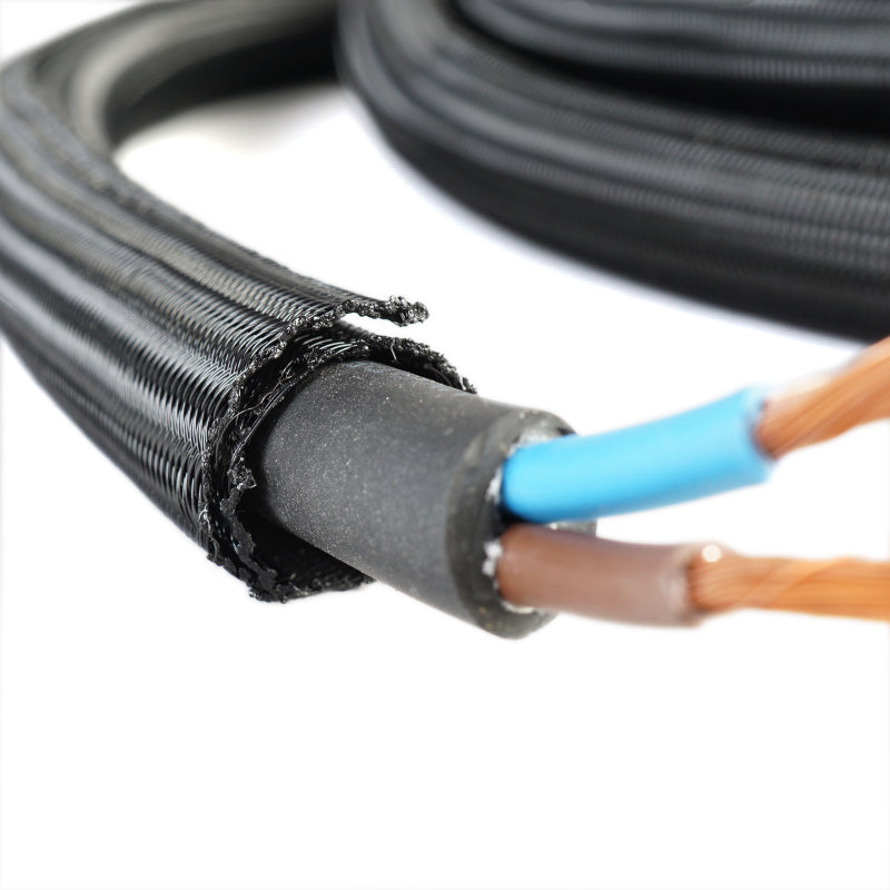 WATTSTUNDE® Geflechtsschlauch offen 6 mm schwarz 5 Meter