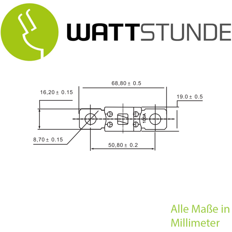 WATTSTUNDE® ANM Hochlast-Streifen-Sicherung 2 x150 A