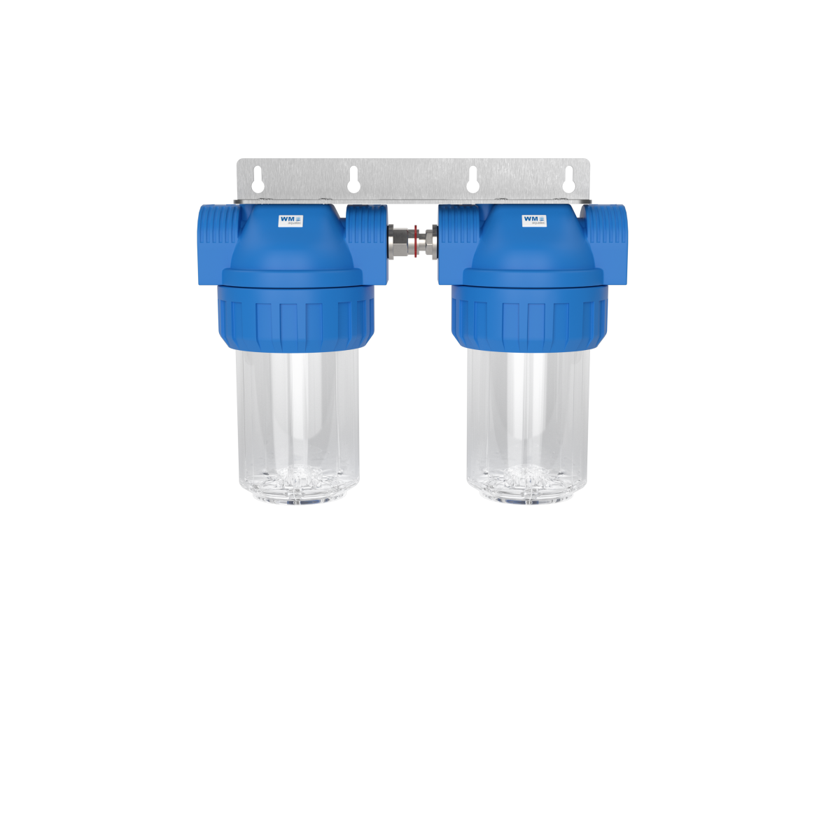 Doppel-Wasserfilter-Gehäuse (Größe S); Anschluss: 1/2" IG + Edelstahl Wand-Befestigungswinkel – Marine Infinite Shop