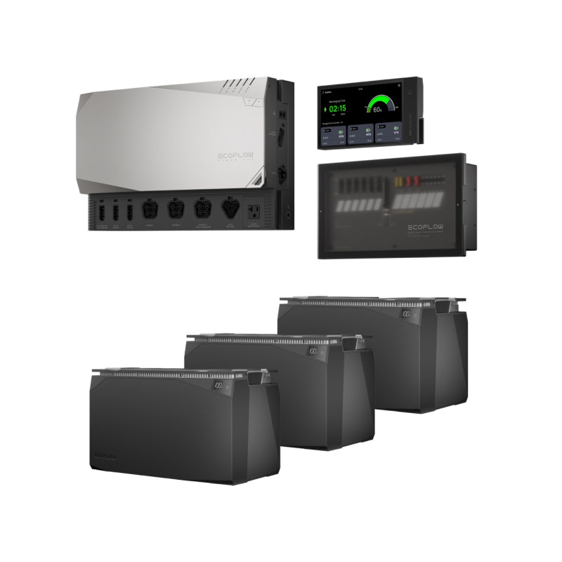 EcoFlow Independence Kit mit Power Hub, Distribution Panel, Monitor, Kabelpaket und Akku im Set 10 kWh