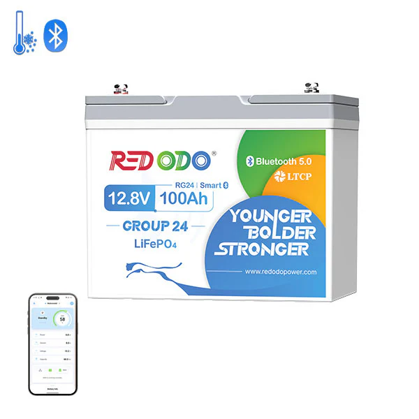 Redodo LiFePO4 12V 100Ah Batterie Akku BMS Bluetooth (Gruppe 24)