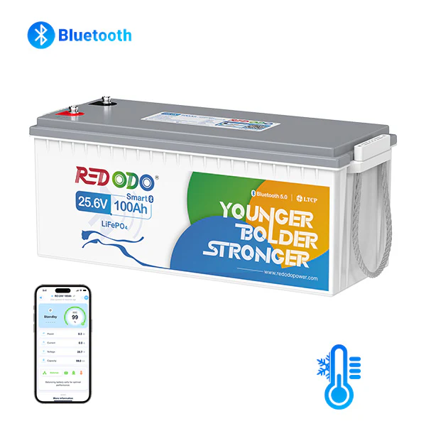 Redodo LiFePO4 24V 100Ah Batterie Akku BMS Bluetooth