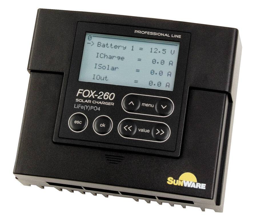 SunWare FOX-260Li LCD Solar Laderegler – Marine Infinite Shop