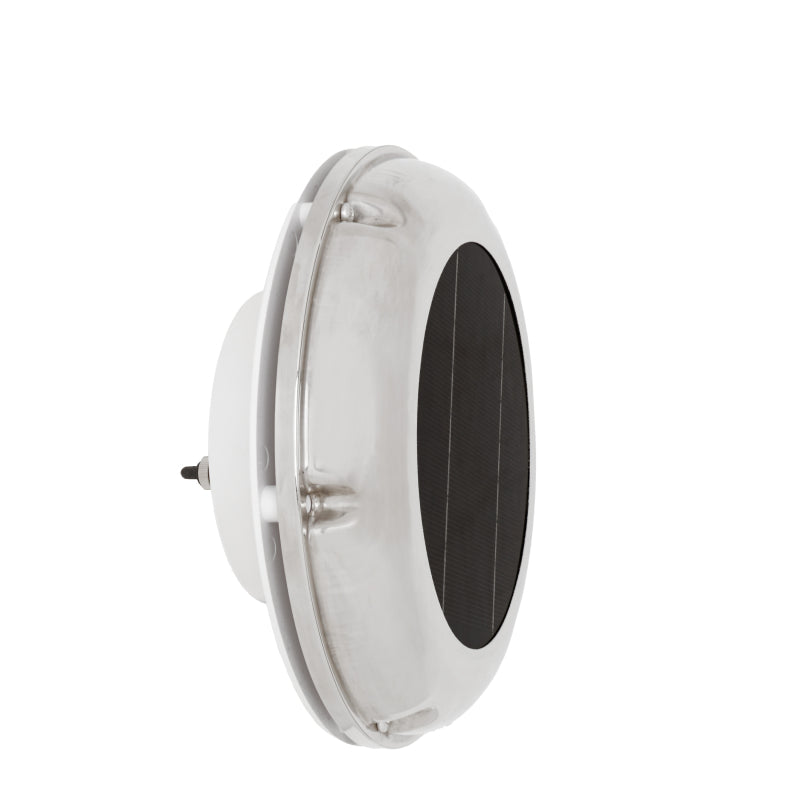 WATTSTUNDE® AERO Solarlüfter mit Akku rund, chrom – Marine Infinite Shop (2/5)