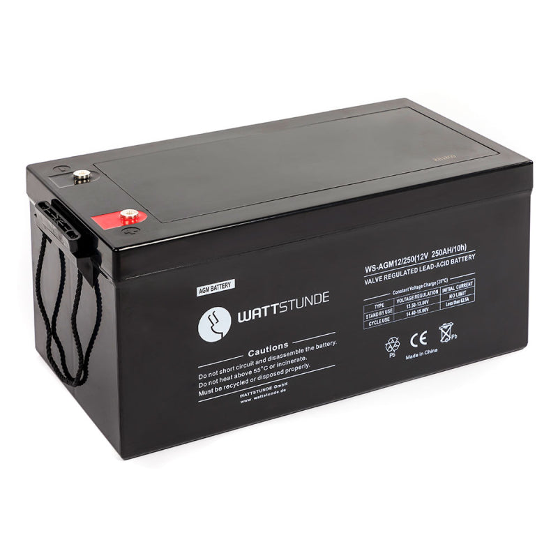 WATTSTUNDE® Akku AGM12-250 12V VRLA AGM Batterie 250Ah C10