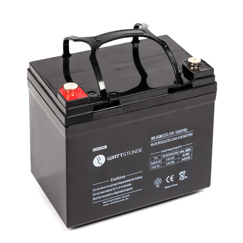 WATTSTUNDE® Akku AGM12-33 12V VRLA AGM Batterie 33Ah C20