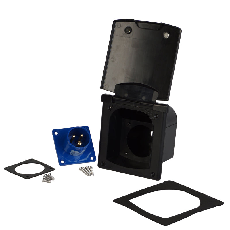 WATTSTUNDE® CEE-Einbausteckdose schwarz mit Magnetklappe, 16A – Marine Infinite Shop (4/4)