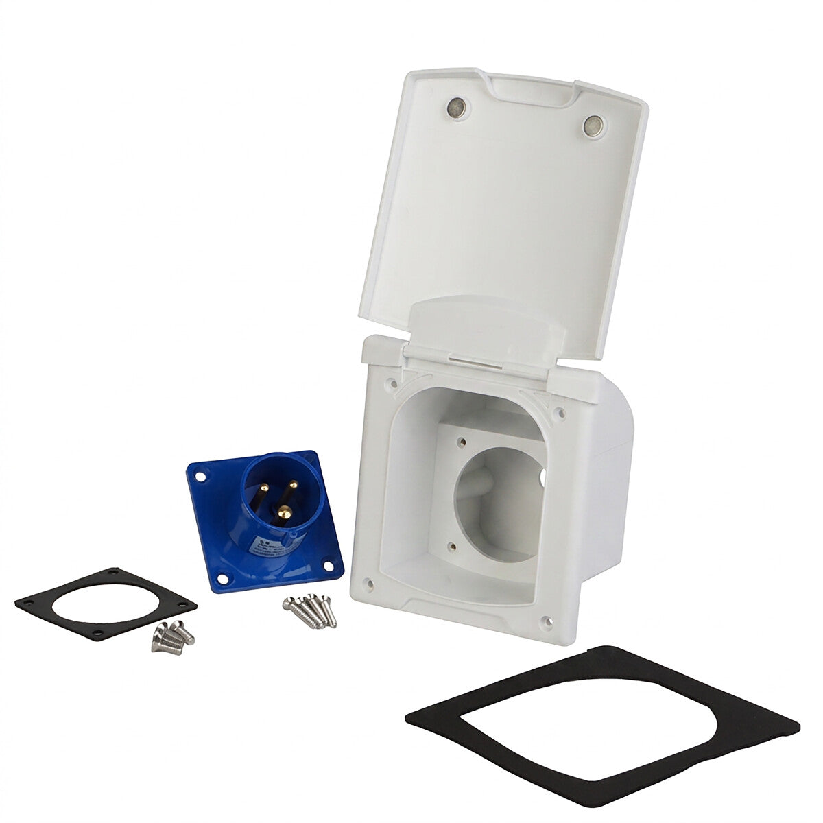 WATTSTUNDE® CEE-Einbausteckdose Weiß mit Magnetklappe, 16A