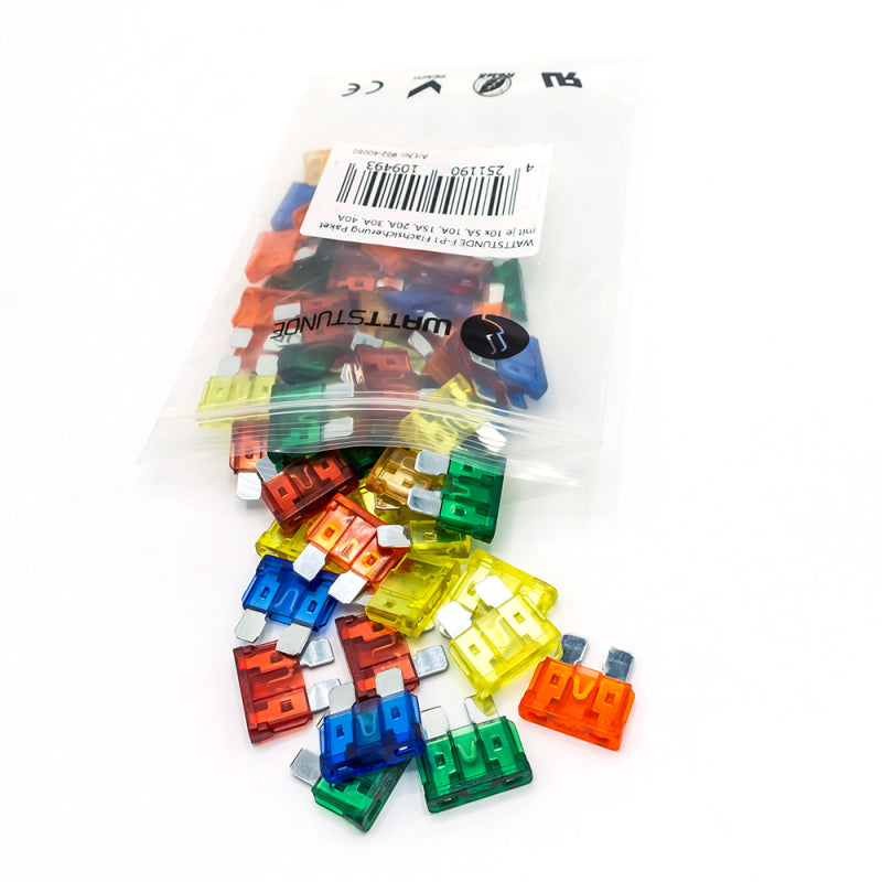 WATTSTUNDE® F-P1 Flachsicherung Paket mit je 10 x 5 A, 10 A, 15 A, 20 A, 30 A, 40 A – Marine Infinite Shop (1/7)