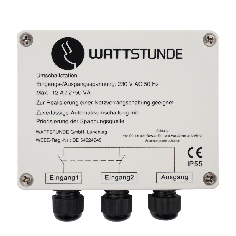 WATTSTUNDE® WS12ANVS Netzvorrangschaltung 12A Umschaltstation